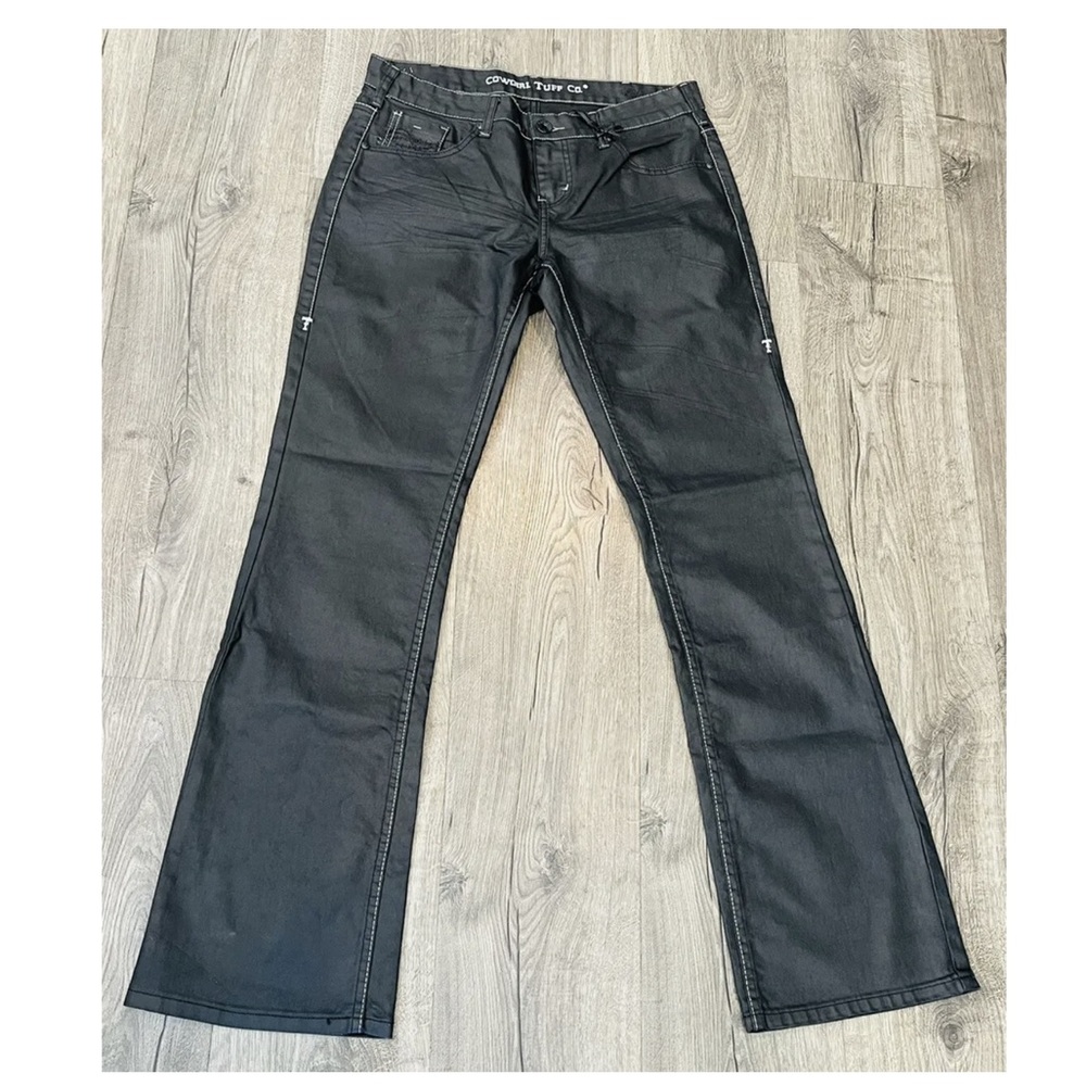 NWT Cowgirl Tuff Blackout Black Coated Denim Western Bootcut Jeans Size 29 x 35